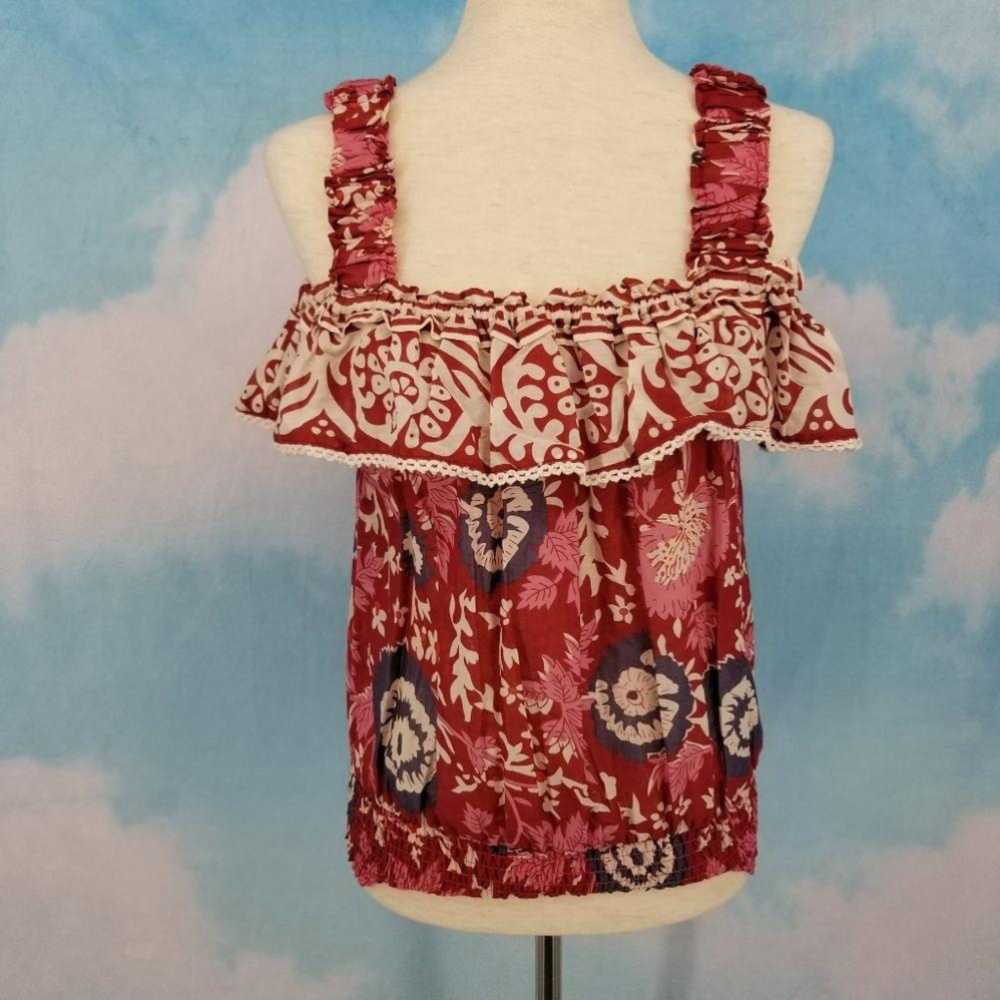 Jennifer & Grace Red Pink Cotton Ruffle Tank - Size Large